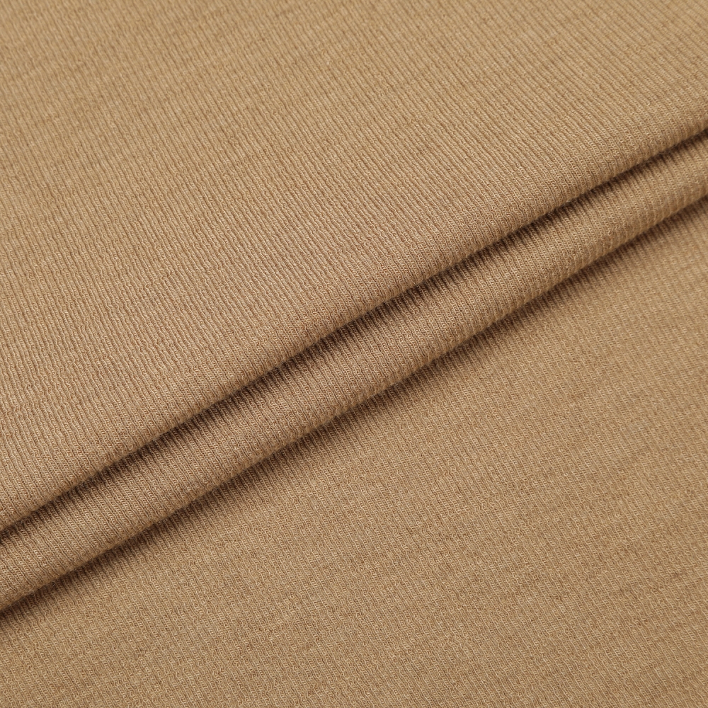 사우스케이프 여성 프릴 넥 울 하프 집업 티셔츠_베이지