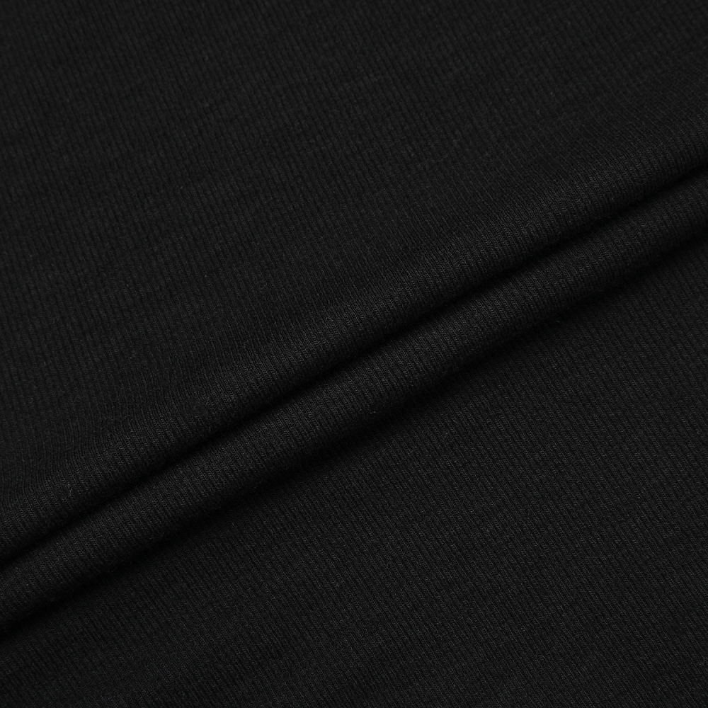 사우스케이프 여성 프릴 넥 울 하프 집업 티셔츠_블랙