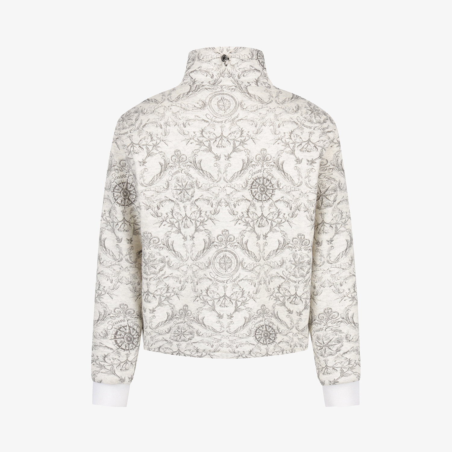 여성 사우스크로스 울 모크넥 하프집 티셔츠_그레이 베이지