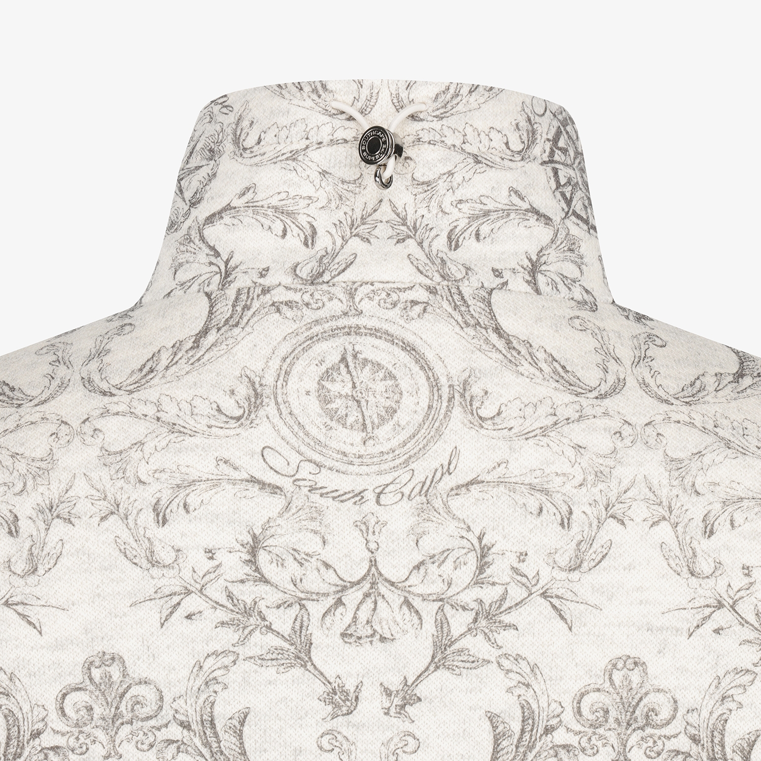 여성 사우스크로스 울 모크넥 하프집 티셔츠_그레이 베이지