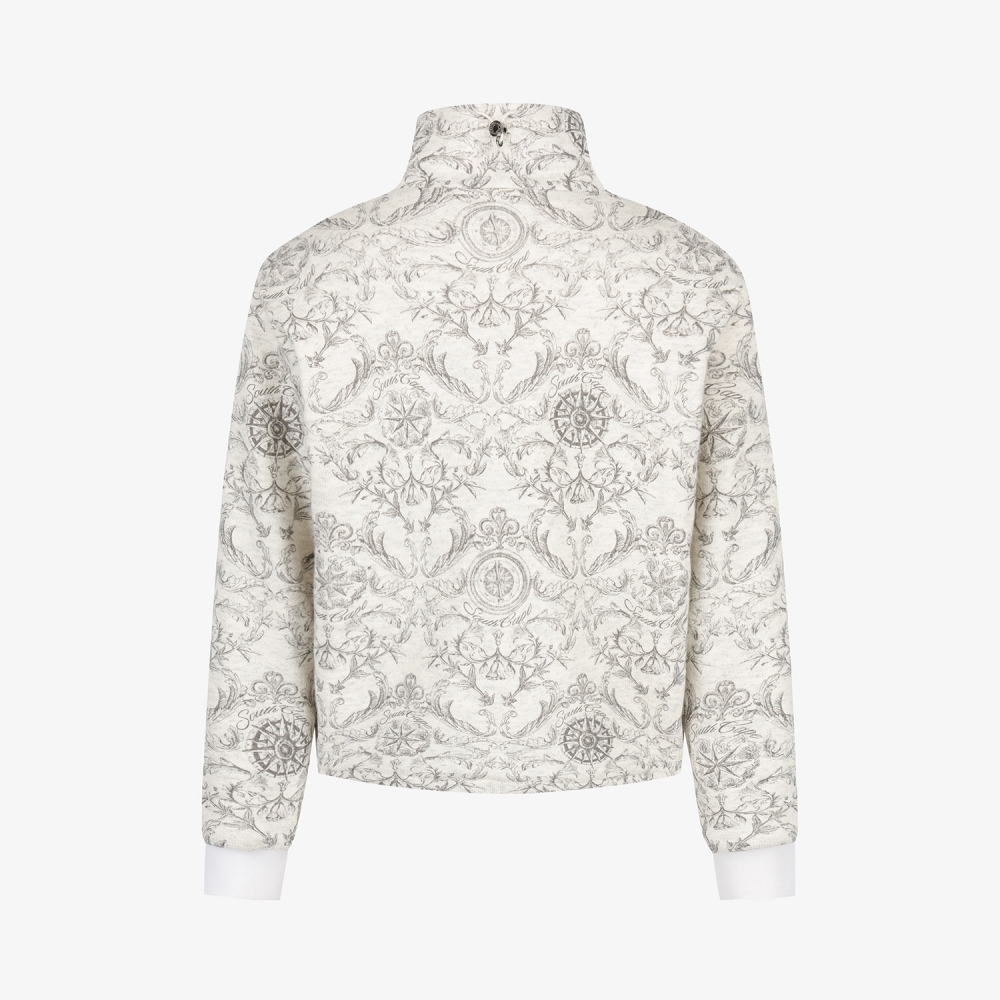 여성 사우스크로스 울 모크넥 하프집 티셔츠_그레이 베이지