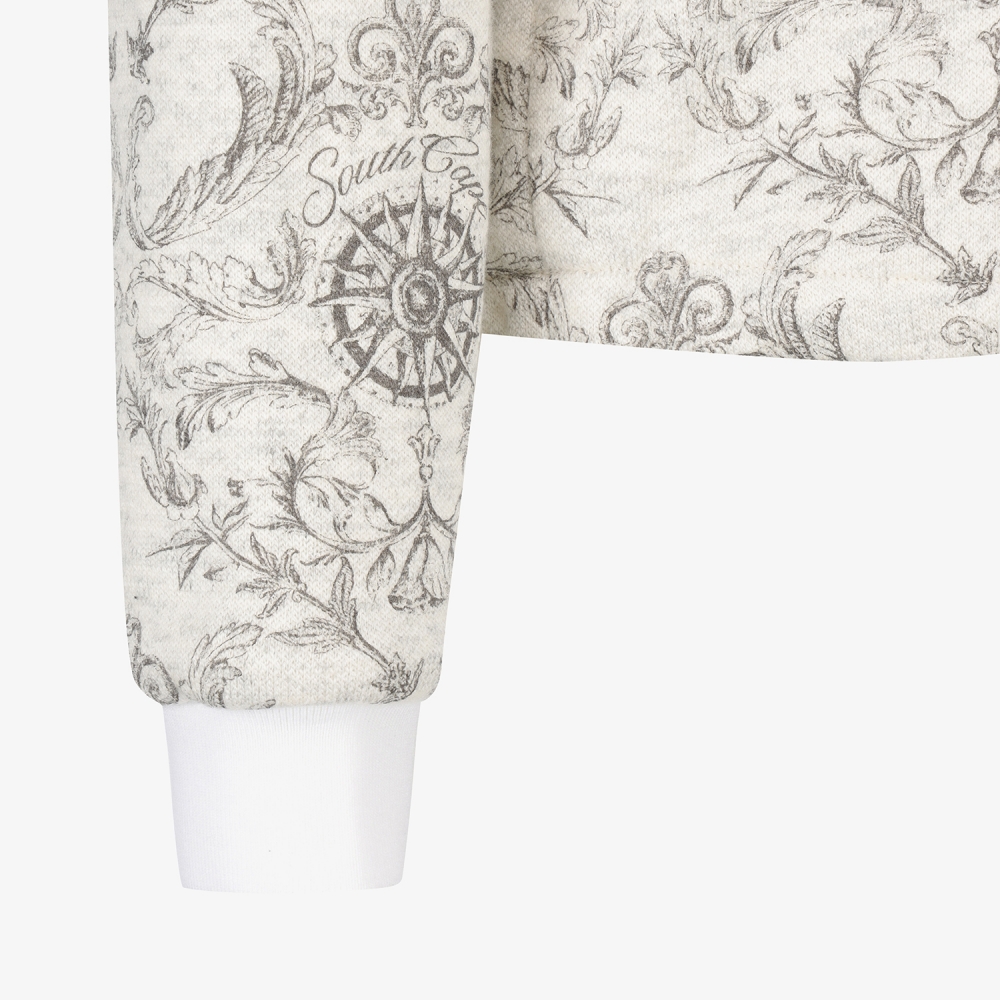 여성 사우스크로스 울 모크넥 하프집 티셔츠_그레이 베이지