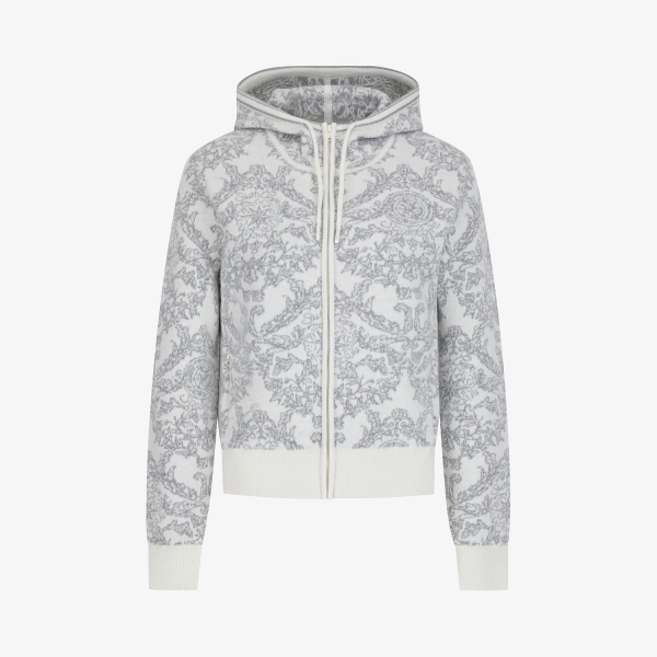 여성 사우스크로스 패턴 캐시미어 니트 후드 집업_아이보리