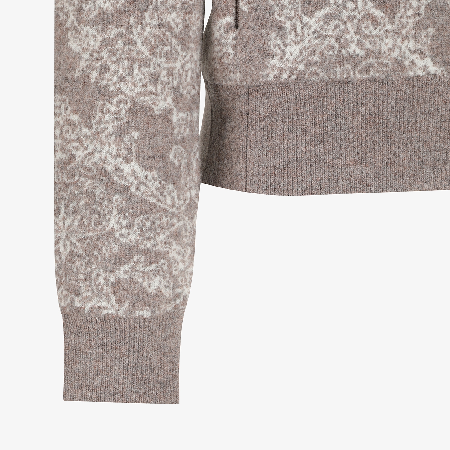 여성 사우스크로스 패턴 캐시미어 니트 후드 집업_멜란지 베이지