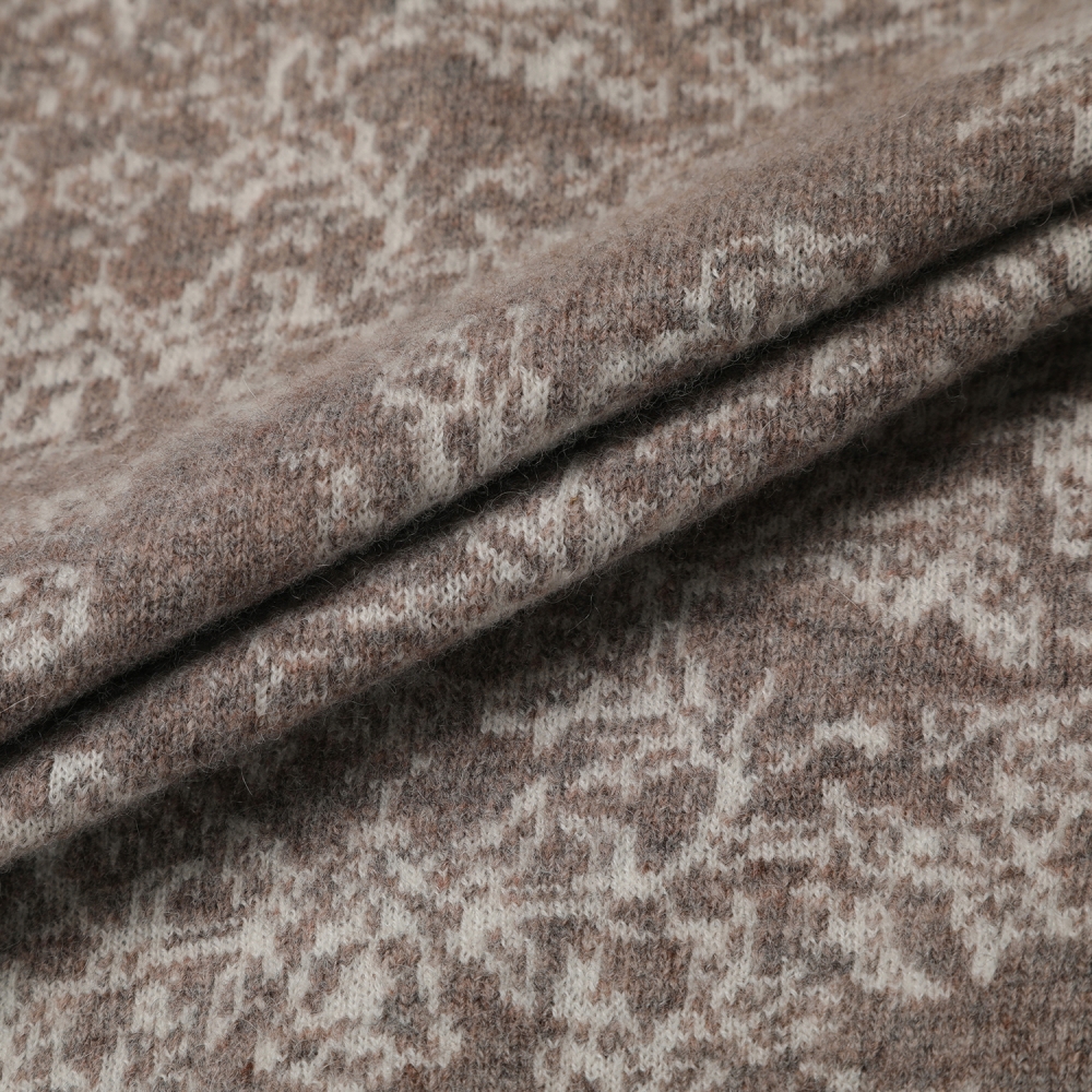 여성 사우스크로스 패턴 캐시미어 니트 후드 집업_멜란지 베이지