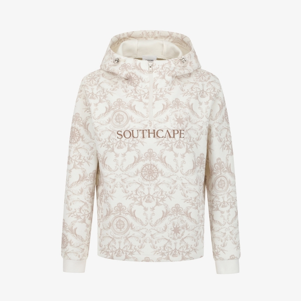 여성 사우스크로스 프린트 저지 집업 후드 티셔츠_베이지