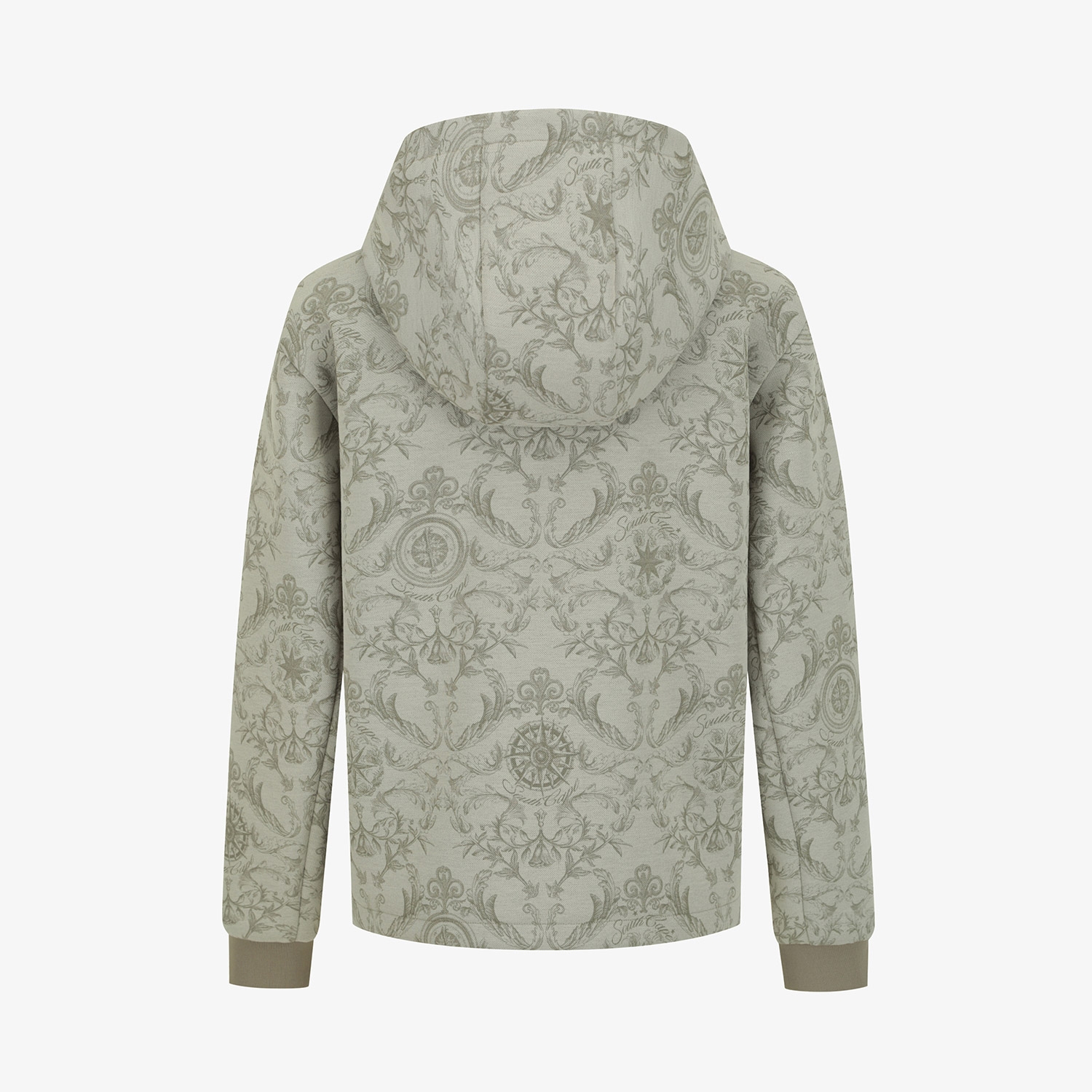 여성 사우스크로스 프린트 저지 집업 후드 티셔츠_카키