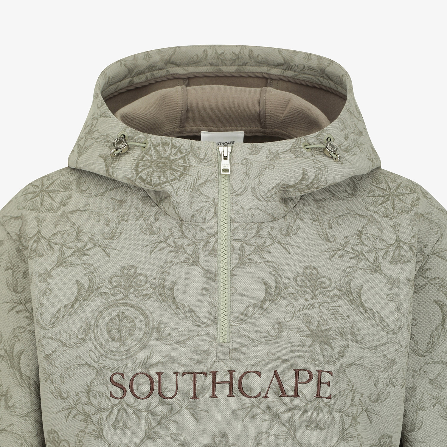 여성 사우스크로스 프린트 저지 집업 후드 티셔츠_카키