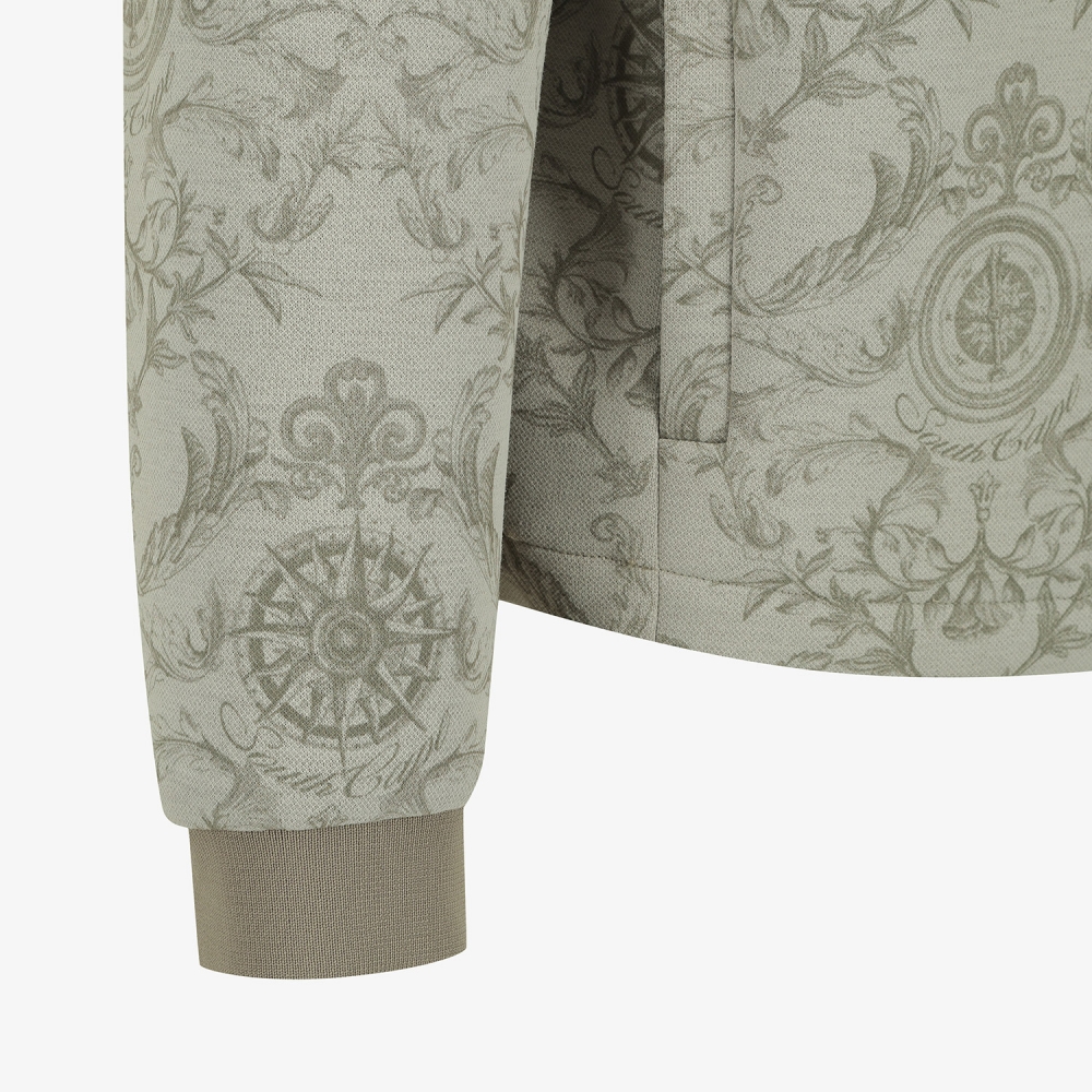 여성 사우스크로스 프린트 저지 집업 후드 티셔츠_카키