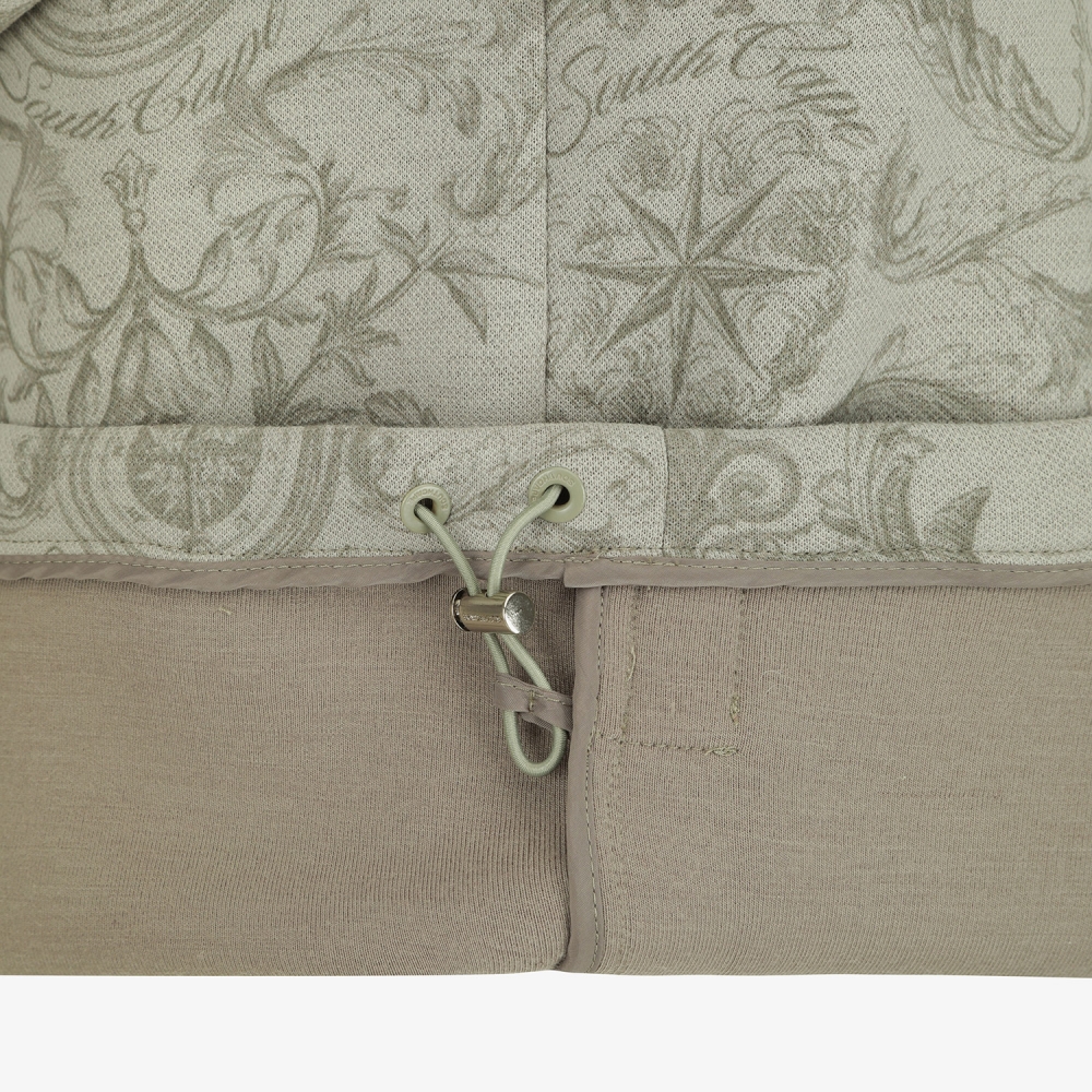 여성 사우스크로스 프린트 저지 집업 후드 티셔츠_카키