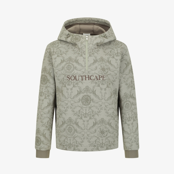 여성 사우스크로스 프린트 저지 집업 후드 티셔츠_카키