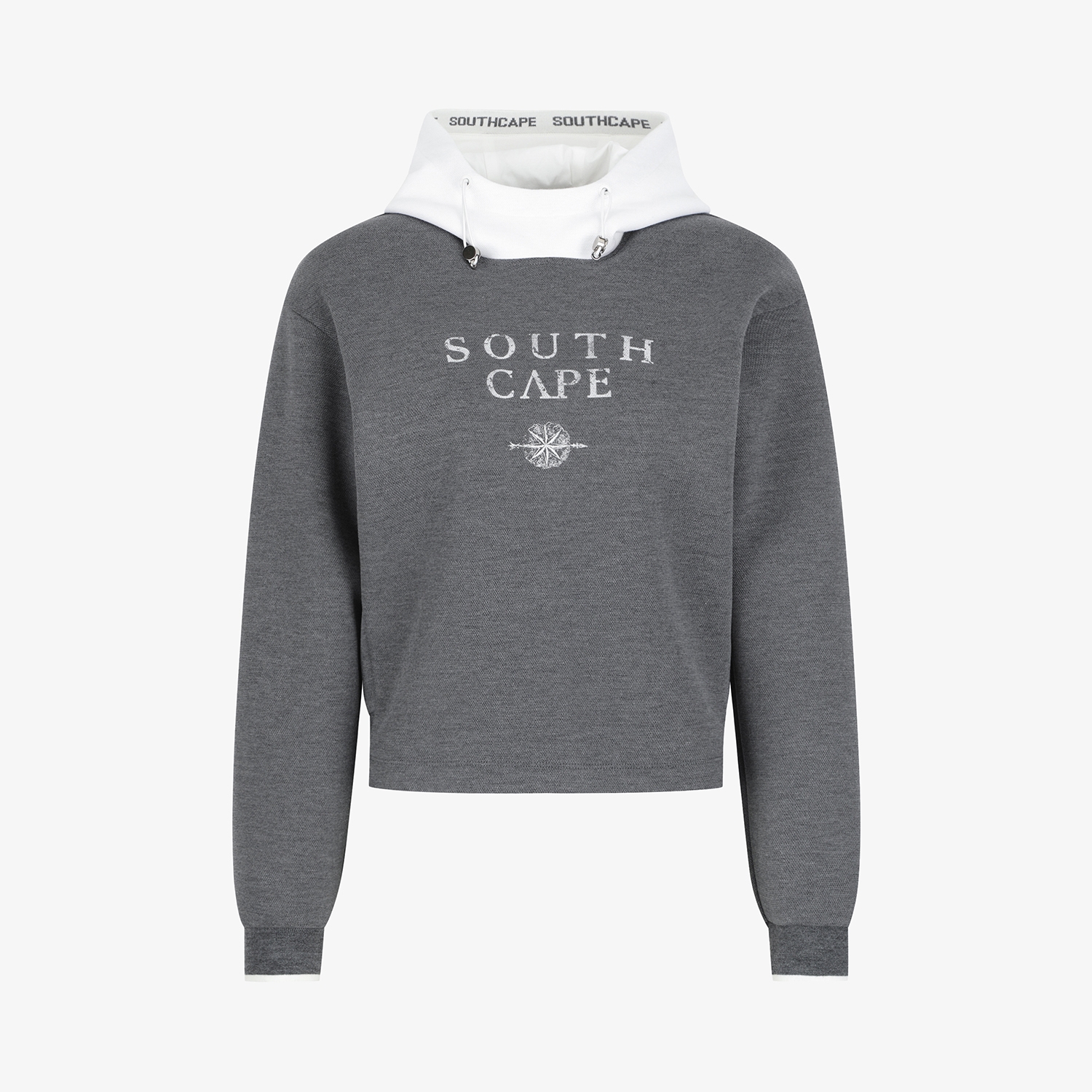 여성 사우스크로스 로고 하프넥 후드 티셔츠_그레이