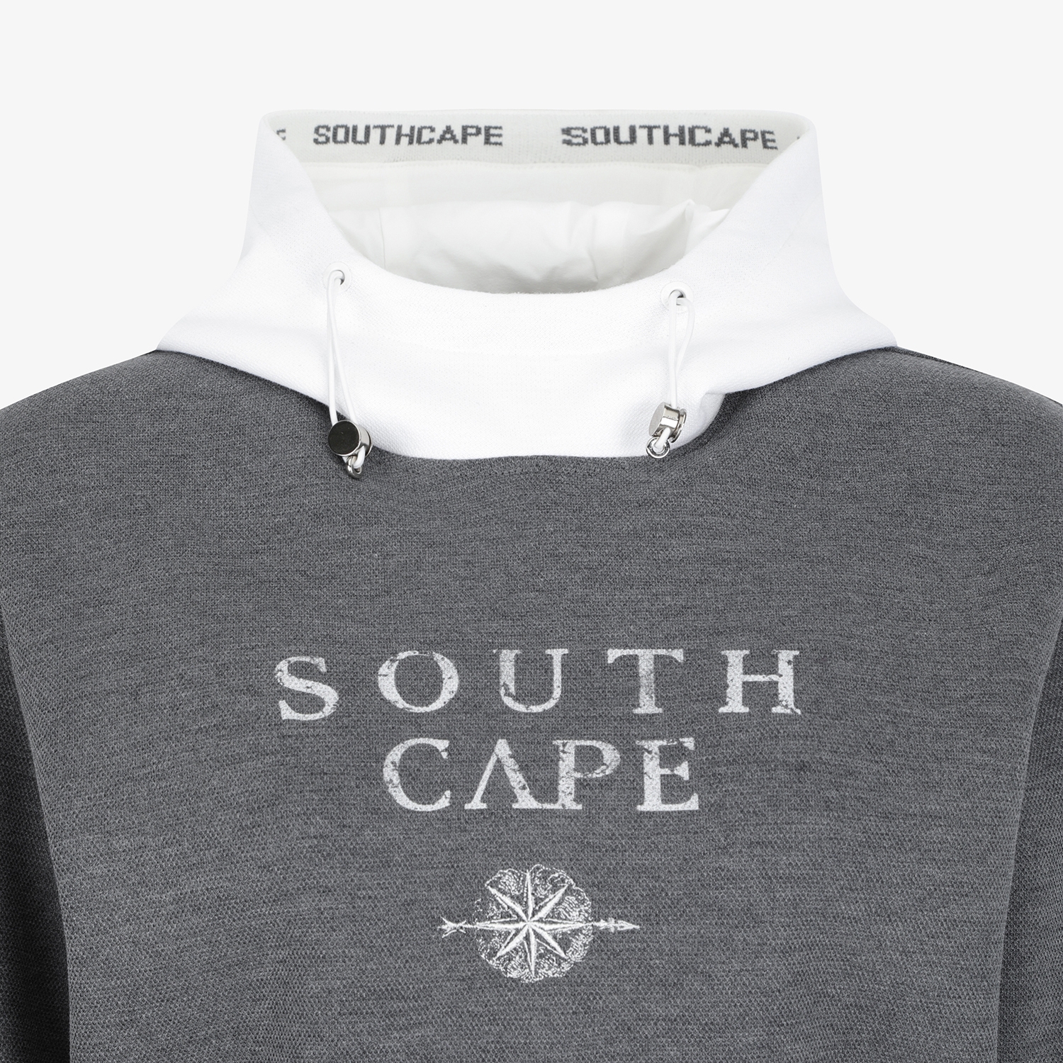 여성 사우스크로스 로고 하프넥 후드 티셔츠_그레이