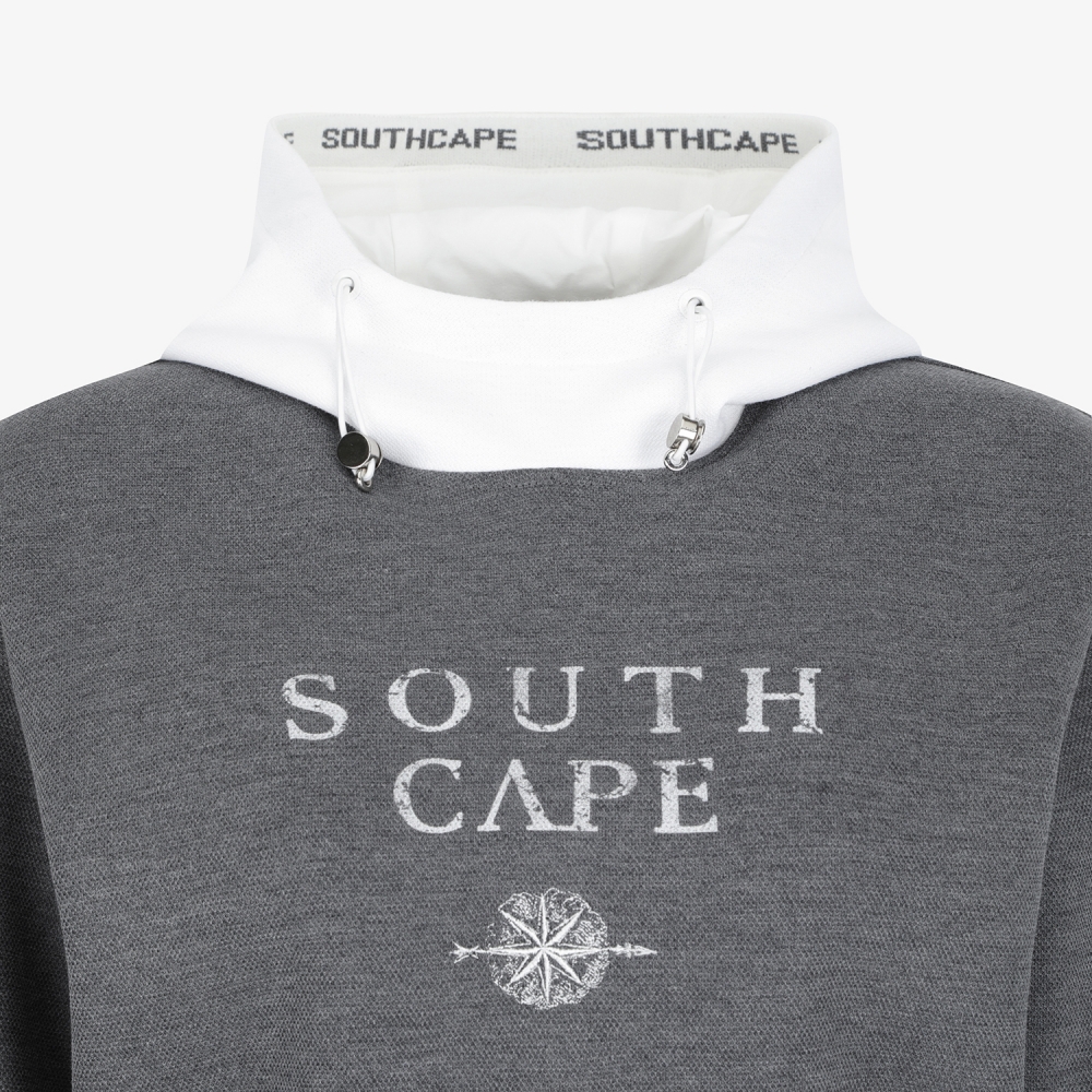 여성 사우스크로스 로고 하프넥 후드 티셔츠_그레이