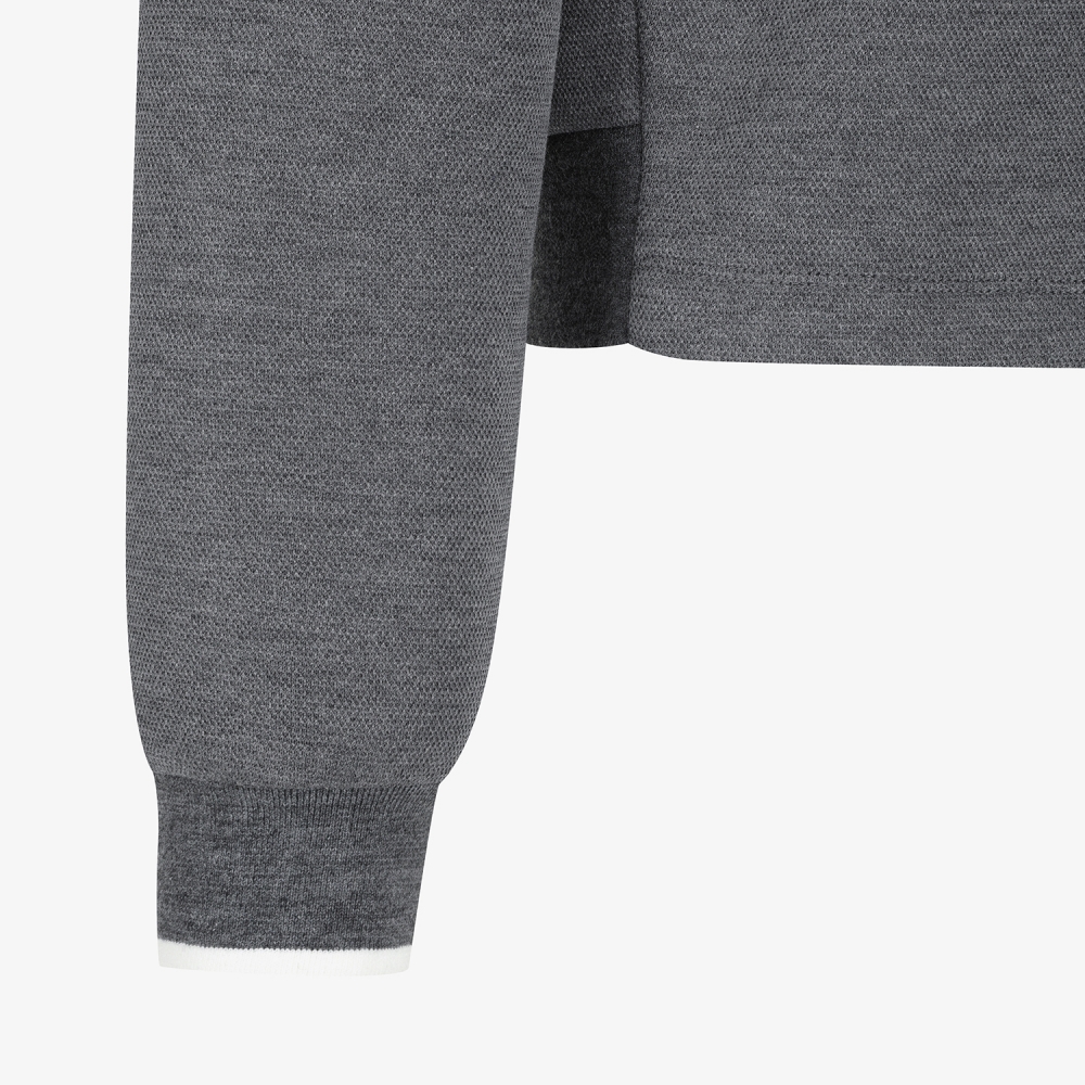 여성 사우스크로스 로고 하프넥 후드 티셔츠_그레이