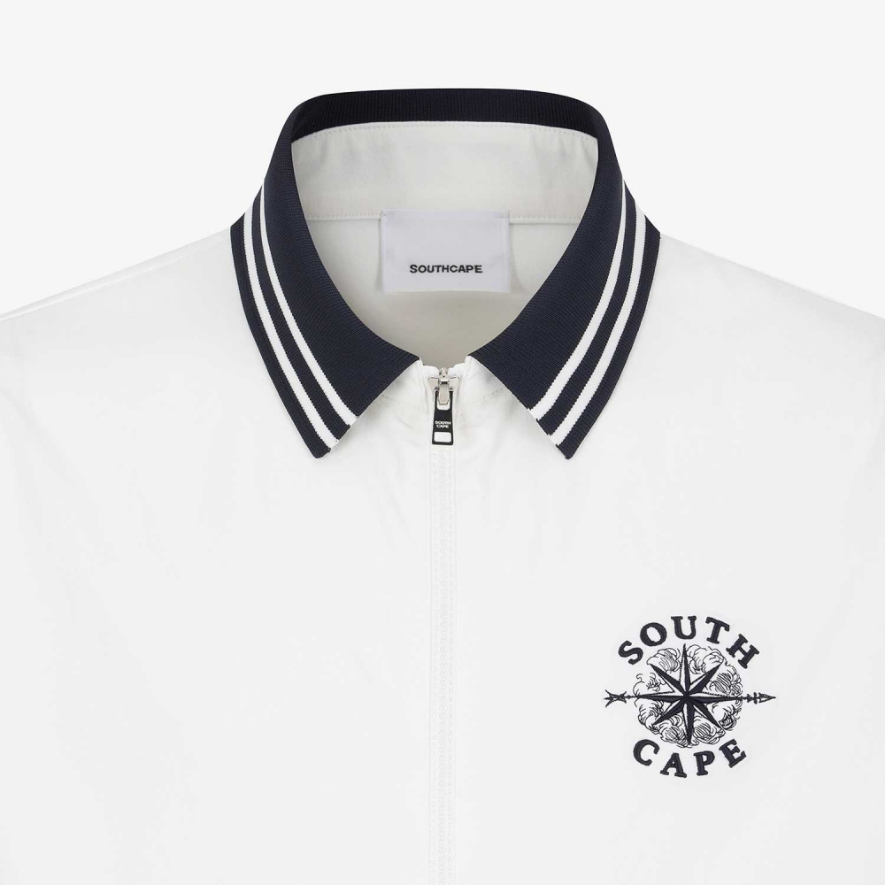 남성 사우스크로스 배색 카라 점퍼_화이트