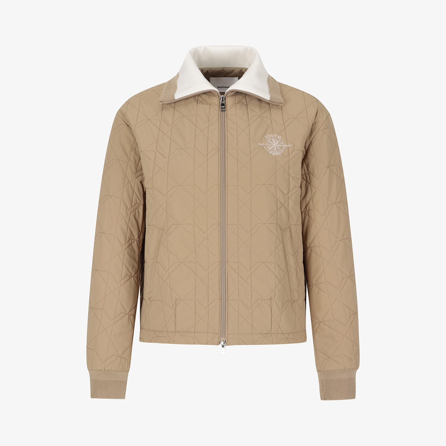 여성 사우스크로스 볼란테 퀼팅 하이넥 패딩 점퍼_베이지