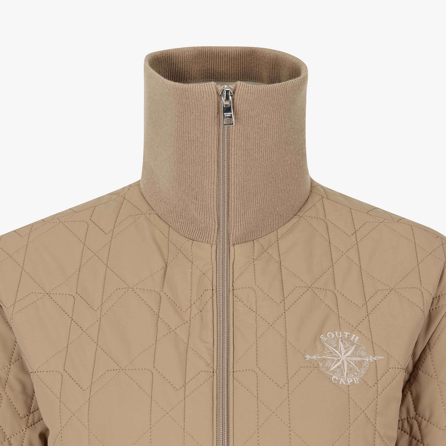 여성 사우스크로스 볼란테 퀼팅 하이넥 패딩 점퍼_베이지