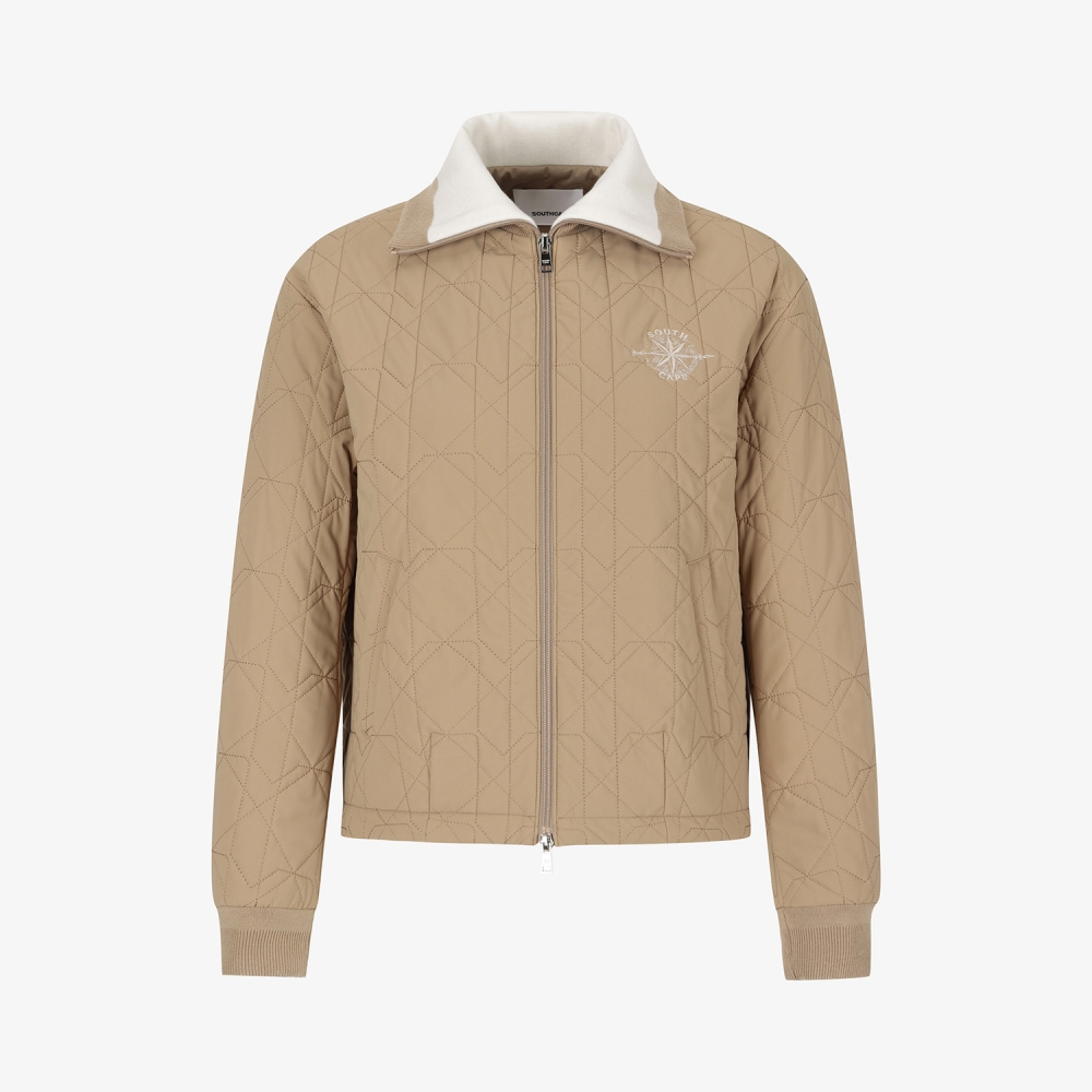 여성 사우스크로스 볼란테 퀼팅 하이넥 패딩 점퍼_베이지