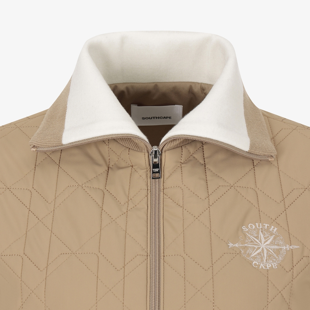 여성 사우스크로스 볼란테 퀼팅 하이넥 패딩 점퍼_베이지