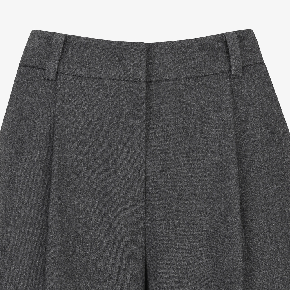 사우스케이프 여성 소프트 핀턱 윈터 와이드 팬츠_멜란지 그레이