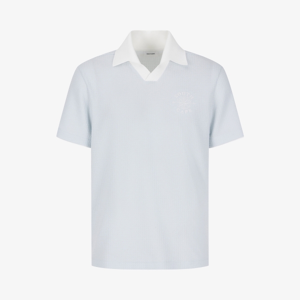 남성 사우스크로스 오픈 카라 와플 조직 티셔츠_스카이