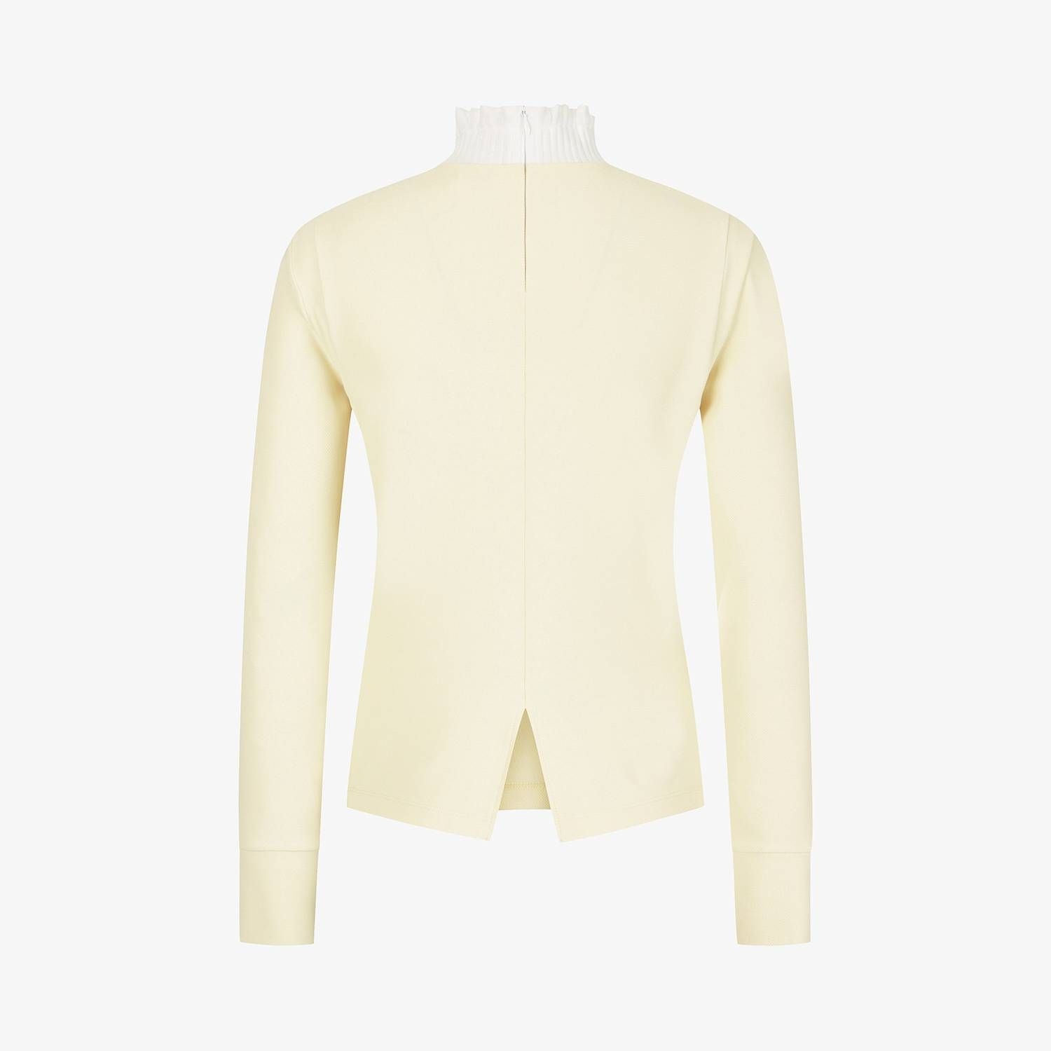 여성 사우스크로스 프릴 모크넥 백 슬릿 티셔츠_라이트 옐로우