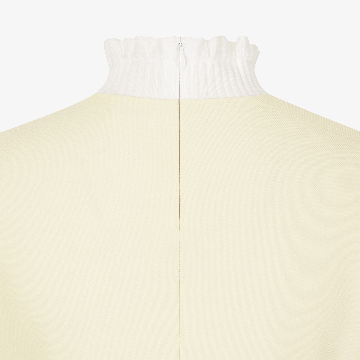 여성 사우스크로스 프릴 모크넥 백 슬릿 티셔츠_라이트 옐로우