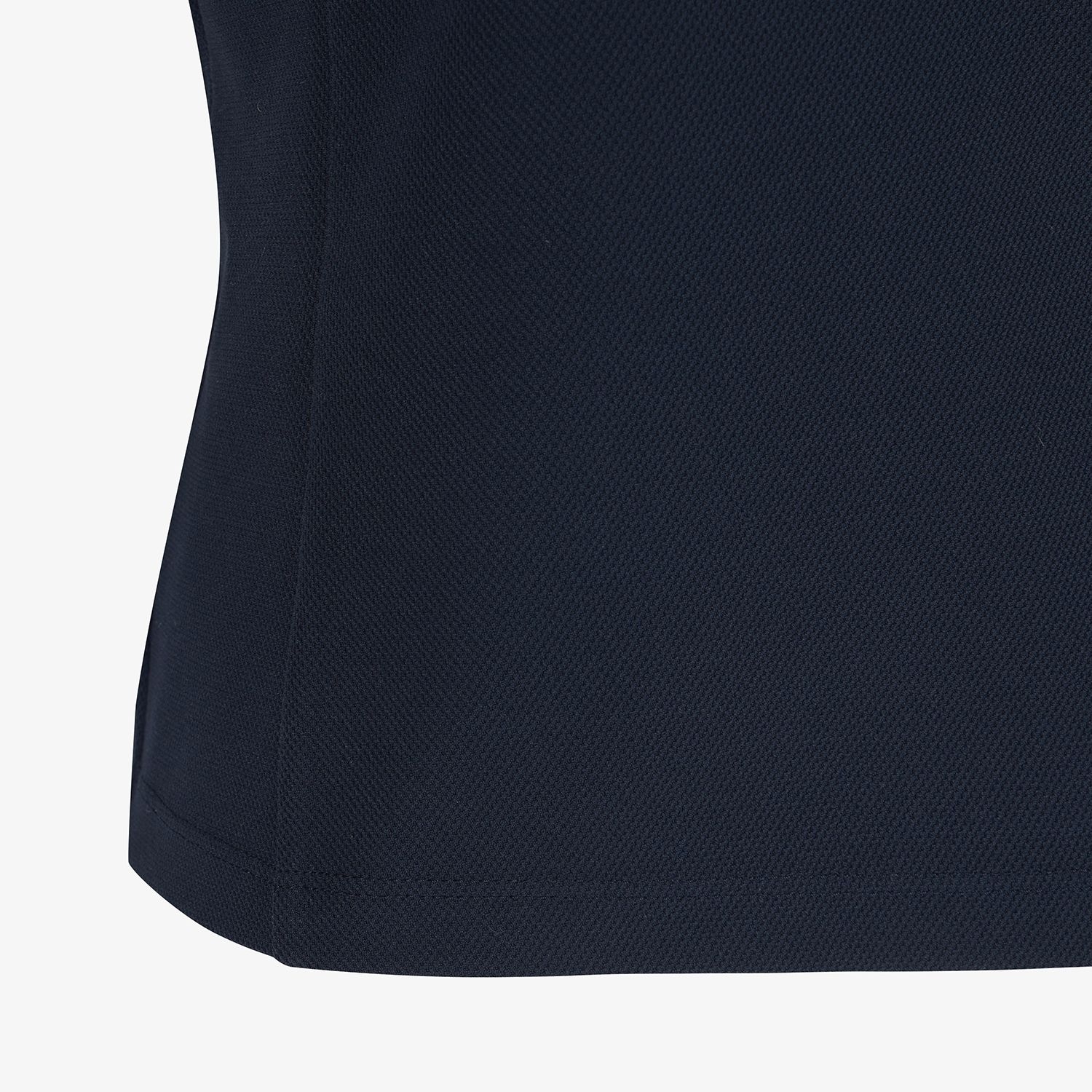 여성 사우스크로스 프릴 모크넥 백 슬릿 티셔츠_네이비