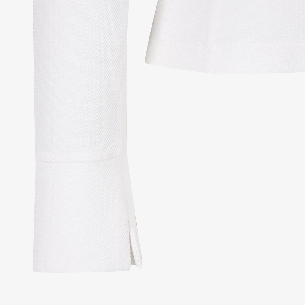 여성 사우스크로스 프릴 모크넥 백 슬릿 티셔츠_화이트