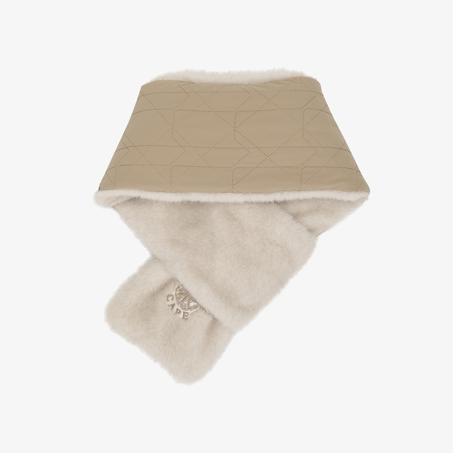 사우스케이프 여성 퀼팅 퍼 리버시블 넥 워머_베이지