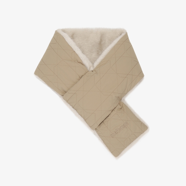 사우스케이프 여성 퀼팅 퍼 리버시블 넥 워머_베이지