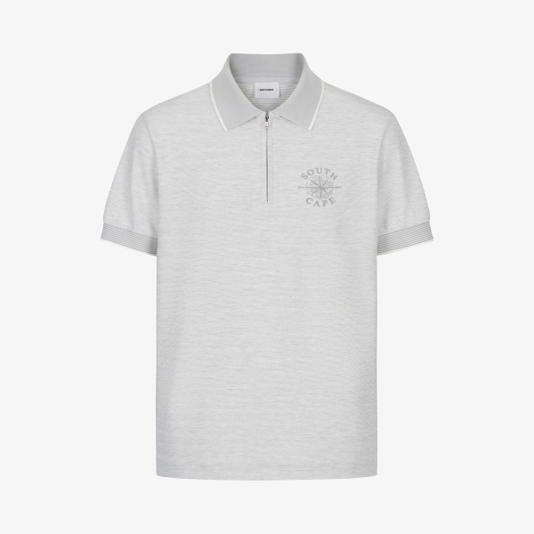 남성 사우스크로스 소매 스트라이프 집업 티셔츠_그레이