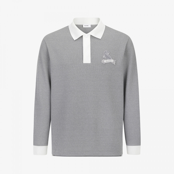 사우스케이프 남성 버디 엠보 터치 카라 티셔츠_멜란지 그레이