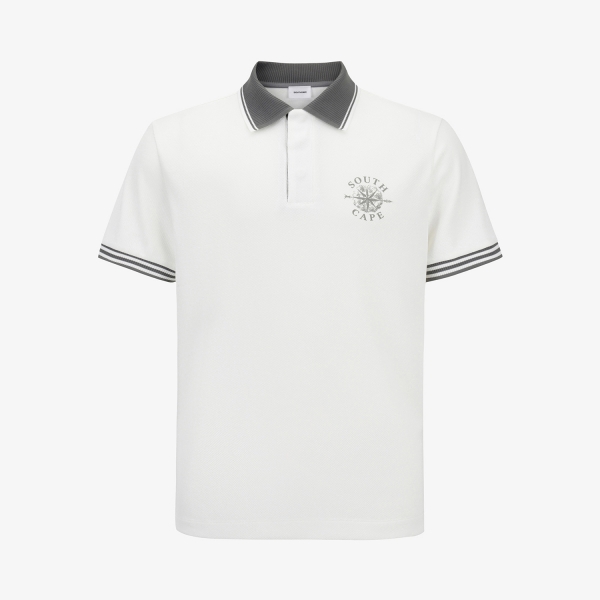 남성 사우스크로스 소매 스트라이프 반팔 티셔츠_화이트