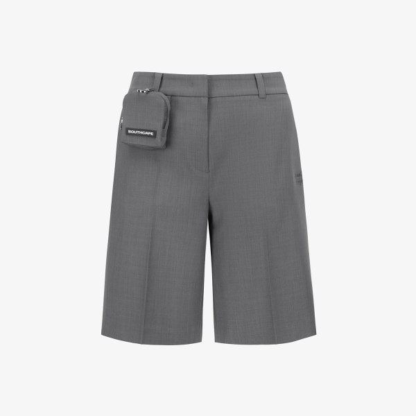 사우스케이프 여성 볼 포켓 SC 로고 밴드 하프 팬츠_그레이