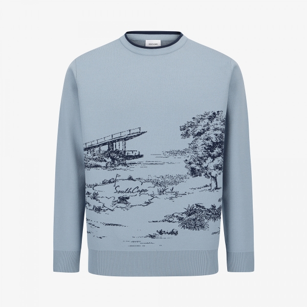 사우스케이프 남성 남해 헤리티지 자카드 배색 라인 니트_다크 블루