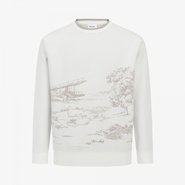 사우스케이프 남성 남해 헤리티지 자카드 배색 라인 니트_아이보리