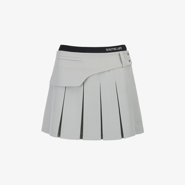 사우스케이프 여성 벨트백 플리츠 스커트_라이트 그레이