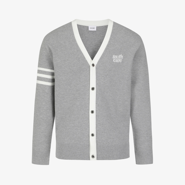 남성 사우스크로스 소매 로고 니트 가디건_멜란지 그레이