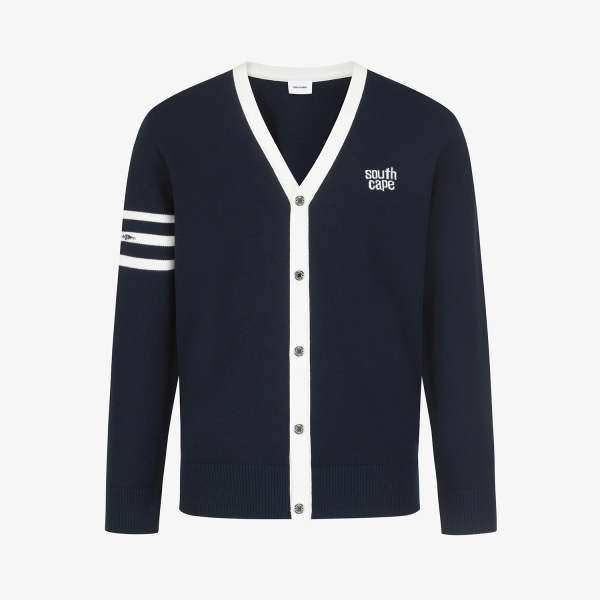 남성 사우스크로스 소매 로고 니트 가디건_네이비