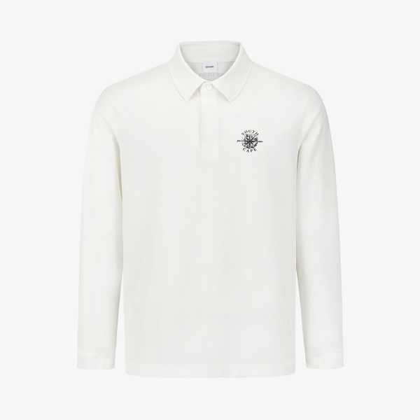 남성 사우스크로스 소매 밴딩 카라 티셔츠_화이트