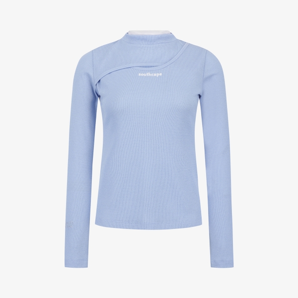 사우스케이프 여성 와플 텍스처 레이어드 티셔츠_블루