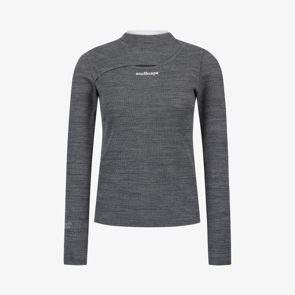사우스케이프 여성 와플 텍스처 레이어드 티셔츠_멜란지 그레이