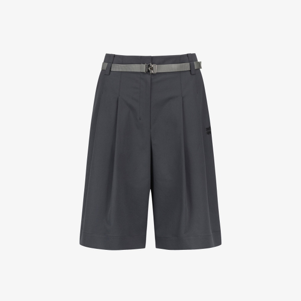 사우스케이프 여성 벨트 포인트 버뮤다 팬츠_블랙