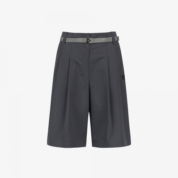 사우스케이프 여성 벨트 포인트 버뮤다 팬츠_블랙