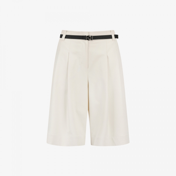 사우스케이프 여성 벨트 포인트 버뮤다 팬츠_크림