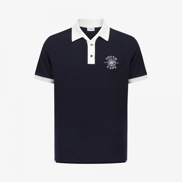 남성 사우스크로스 배색 카라 반팔 티셔츠_다크 네이비