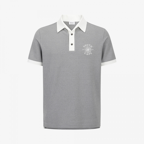 남성 사우스크로스 배색 카라 반팔 티셔츠_멜란지 그레이