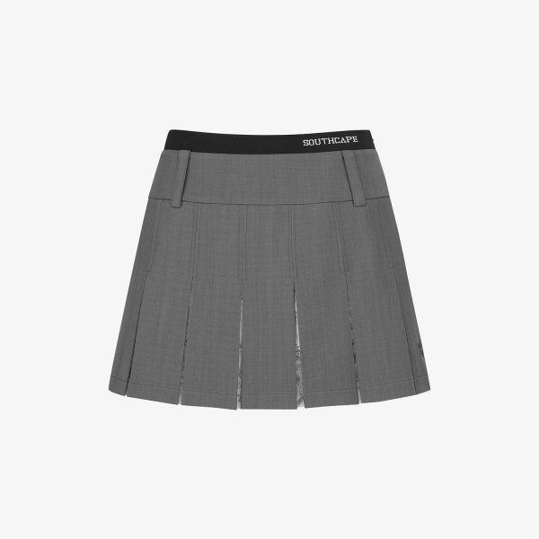 사우스케이프 여성 블러썸 패턴 플리츠 스커트_그레이